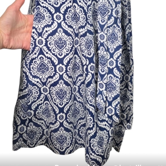 Sigrid Olsen 100% Linen Navy and White Belted Shirt Dress Sz M - Picture 8 of 8